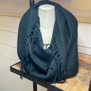 New‎ York & Company Black Infinity Scarf with Fringe Detailing